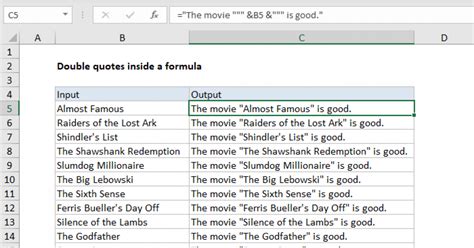 how to write quotes in excel