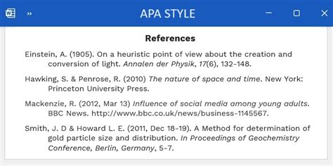 how to write reference list using apa style