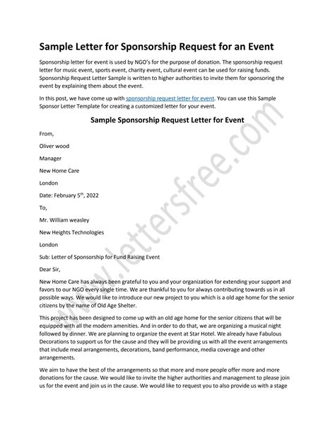 how to write request letter for sponsorship