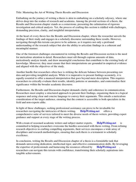 how to write result and discussion in thesis pdf