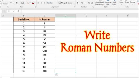 how to write roman no in excel