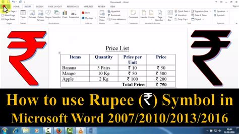 how to write rupee symbol in windows 10