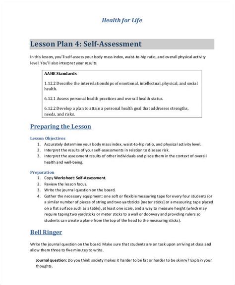 how to write self evaluation in lesson plan