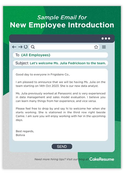 how to write self introduction email as a new employee