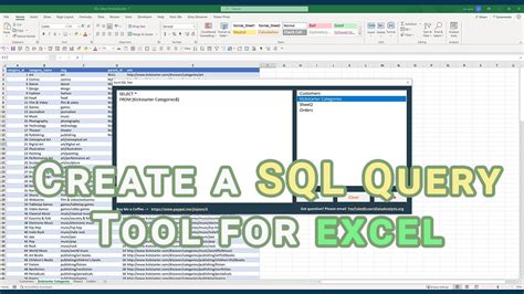 how to write sql code in excel