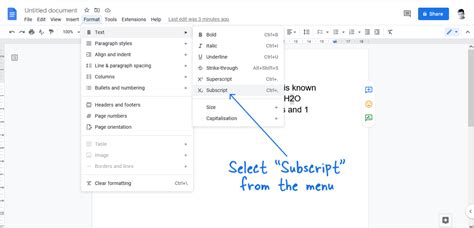 how to write subscript on mac google docs