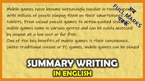 how to write summary in english class 11