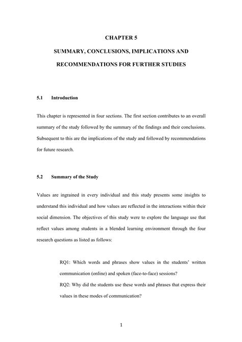 how to write summary in research chapter 5
