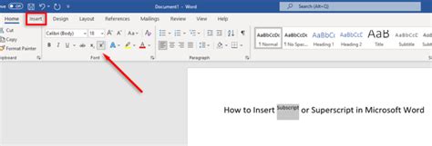 how to write superscript in word document