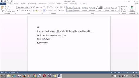how to write superscript in word equation