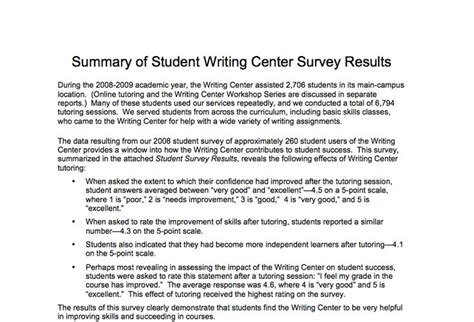 how to write survey summary