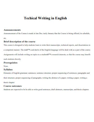 how to write technical writing in english