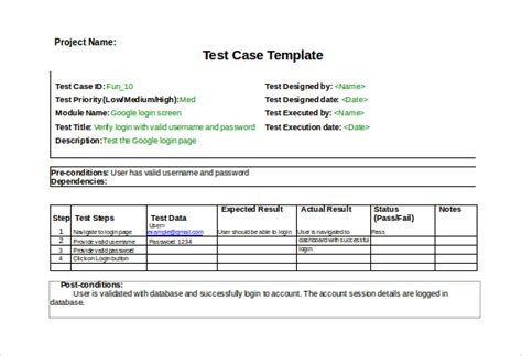 how to write test cases in word document