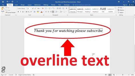 how to write text above line in word