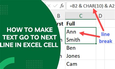 how to write text in next line in excel cell