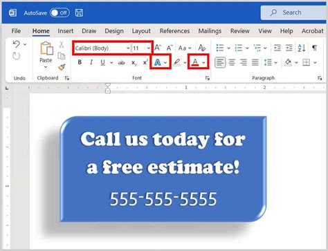 how to write text in shape in ms word