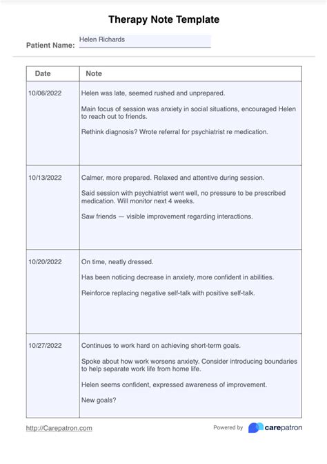 how to write therapy notes examples