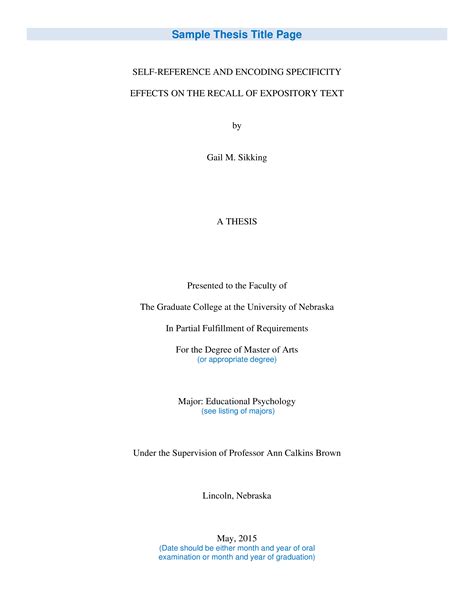 how to write thesis title page