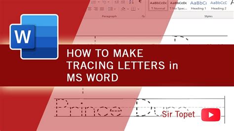 how to write tracing letters in word