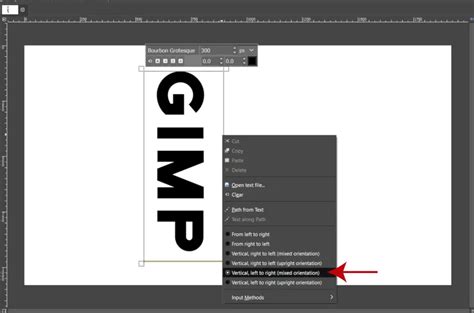 how to write vertical text in gimp