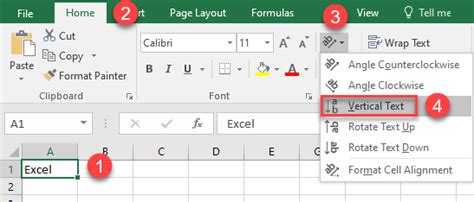 how to write vertically in excel