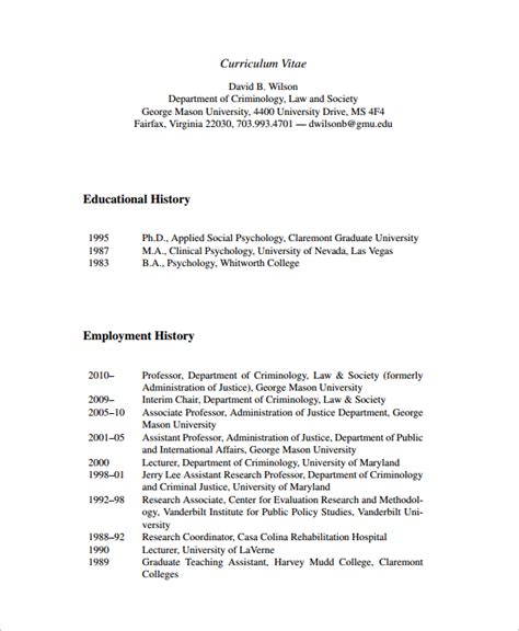 how to write work history in cv