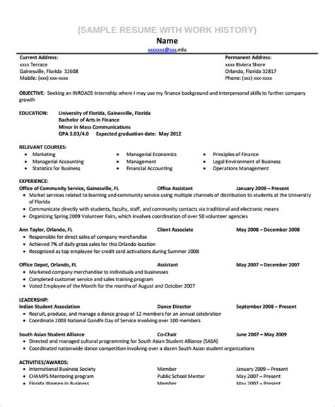 how to write work history in resume
