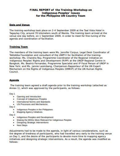 how to write workshop report sample pdf