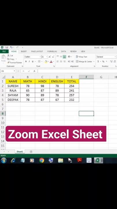 how to zoom excel sheet in laptop