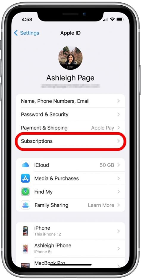 how to.delete subscription history on iphone settings