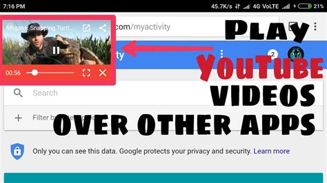 how to.play youtube videos while on other apps