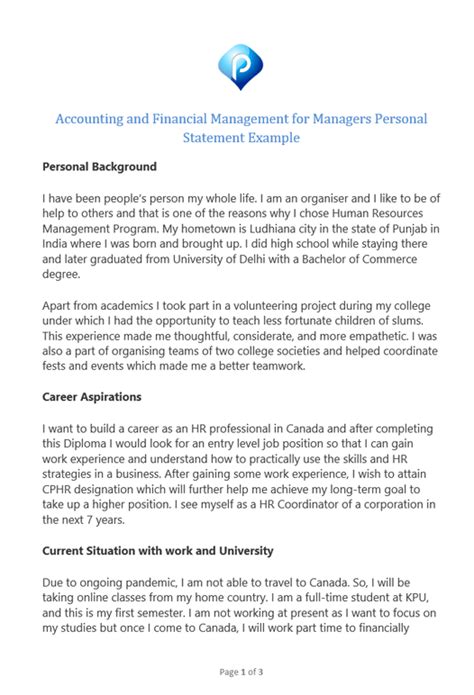 hr advisor personal statement examples
