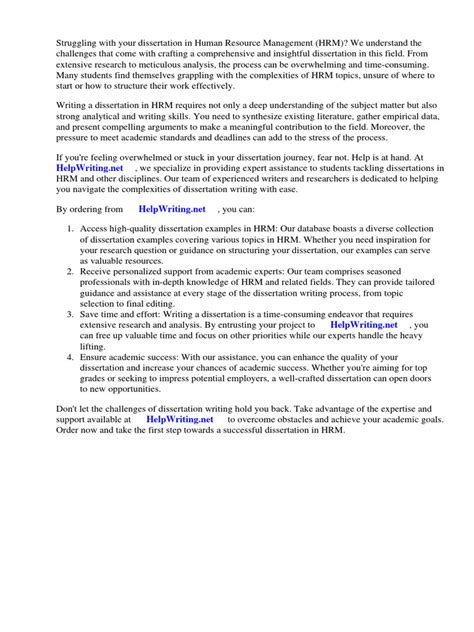 hrm dissertation examples