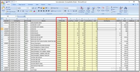 hsn code list excel