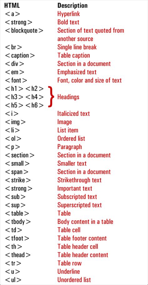 html codes list with examples pdf
