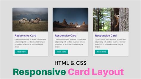 html css card layout responsive codepen