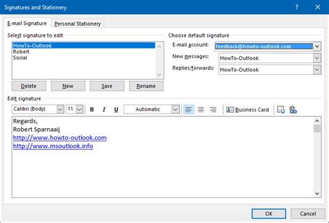 html editor for mac outlook signature