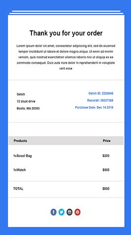 html email template for order confirmation