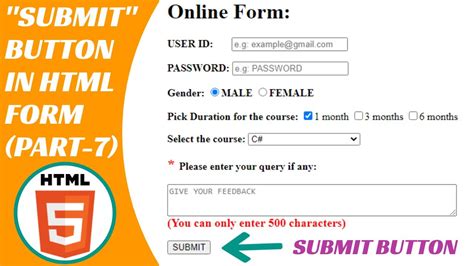 html form example with submit button