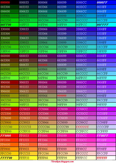 html hex color list