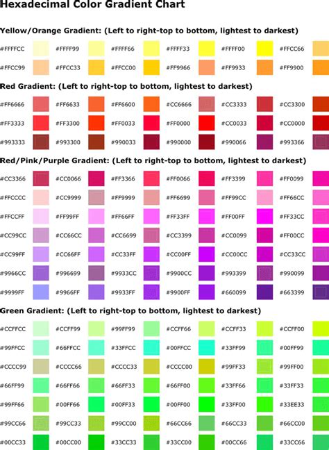 html hexadecimal color codes pdf