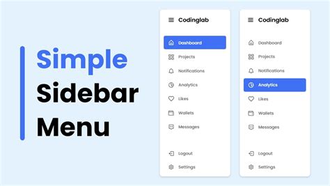 html javascript menu examples