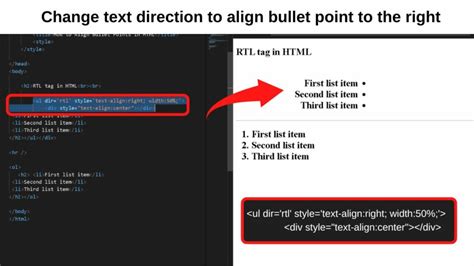 html tag text align right