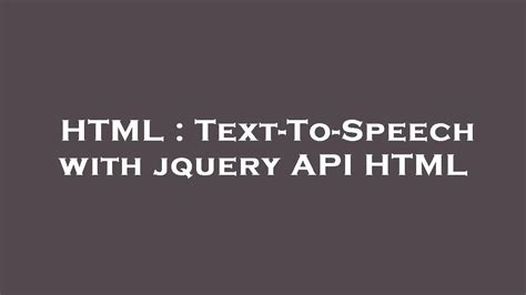 html text to speech example