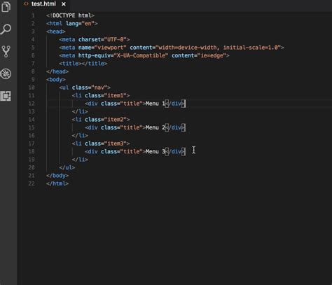 html5 emmet visual studio code