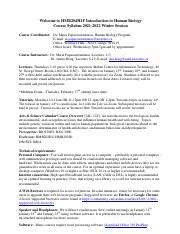 human biology course syllabus