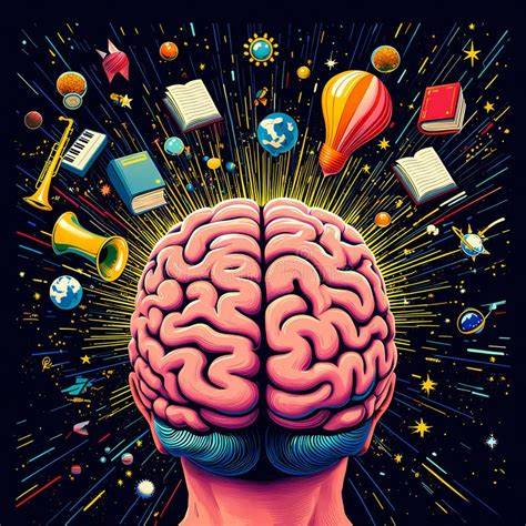 Human brain with thoughts