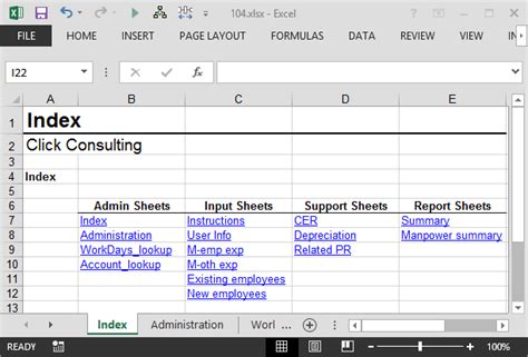hyperlink index in excel