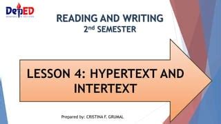 hypertext and intertext in reading and writing lesson plan
