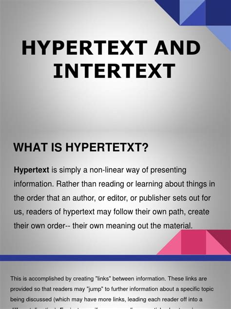 hypertext and intertext in reading and writing pdf